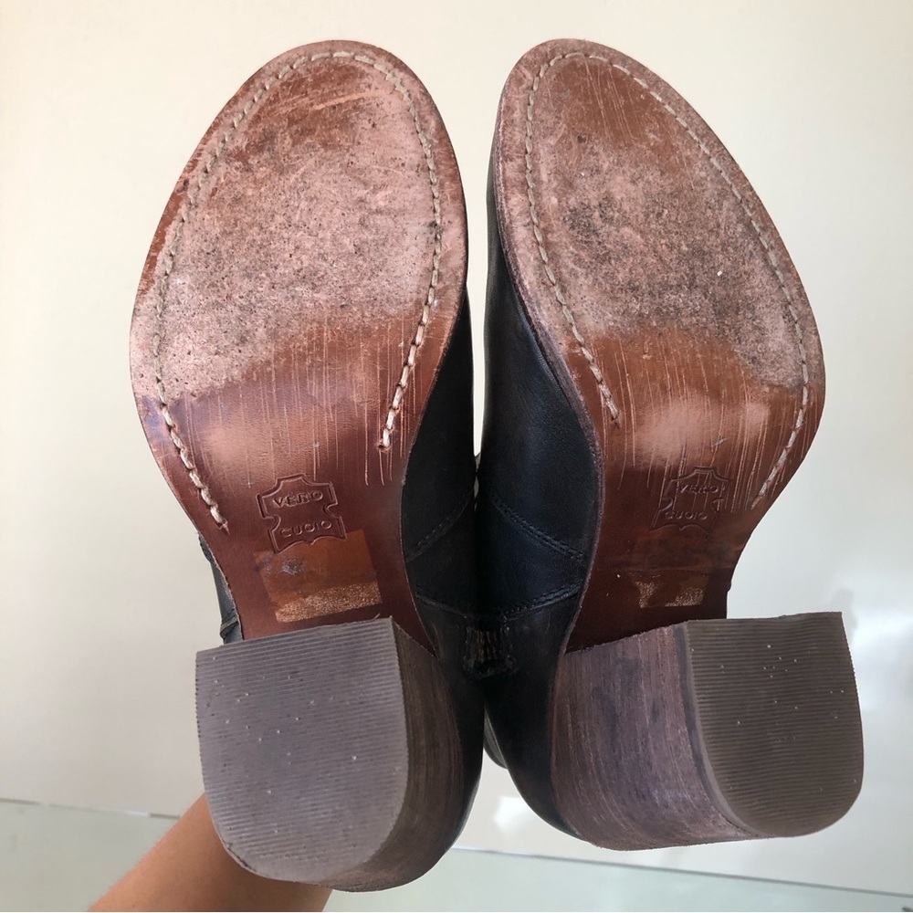Hinge barris distressed leather ankle boots double zip heeled booties - Picture 13 of 14